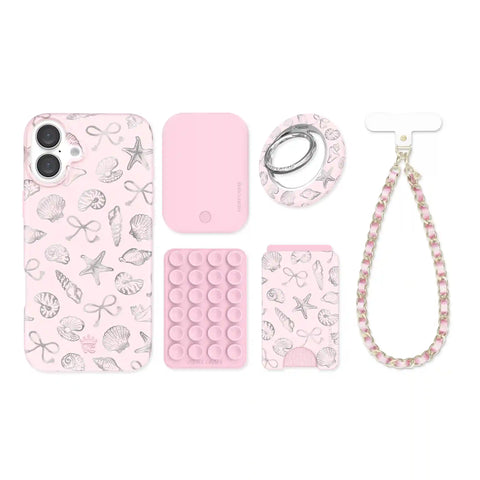 Pink Coastal Seashells iPhone Bundle Set