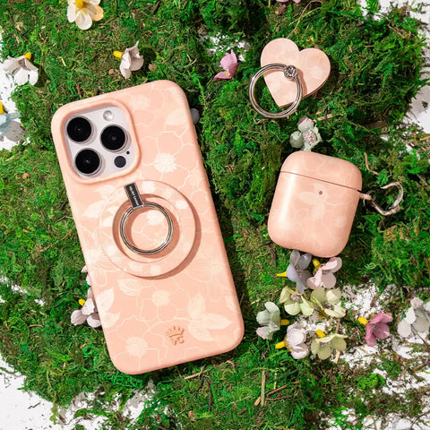 Peach Blossom Floral Phone Ring