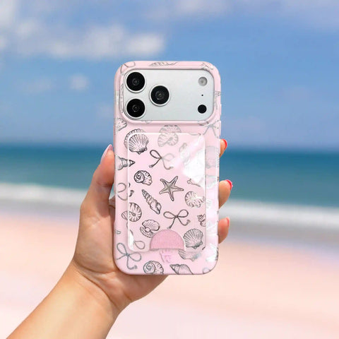 Pink Coastal Seashells MagSafe Wallet