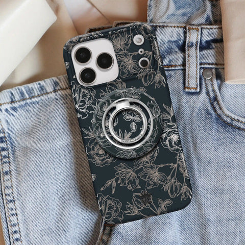 Floral Rose Gold Chrome MagSafe Grip Ring