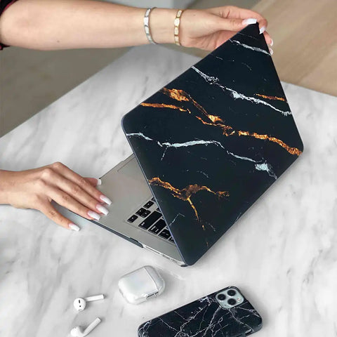 Tiger Black Marble MacBook Case
