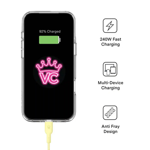 Butter Yellow Fast Charging Cable, 6ft USB-C