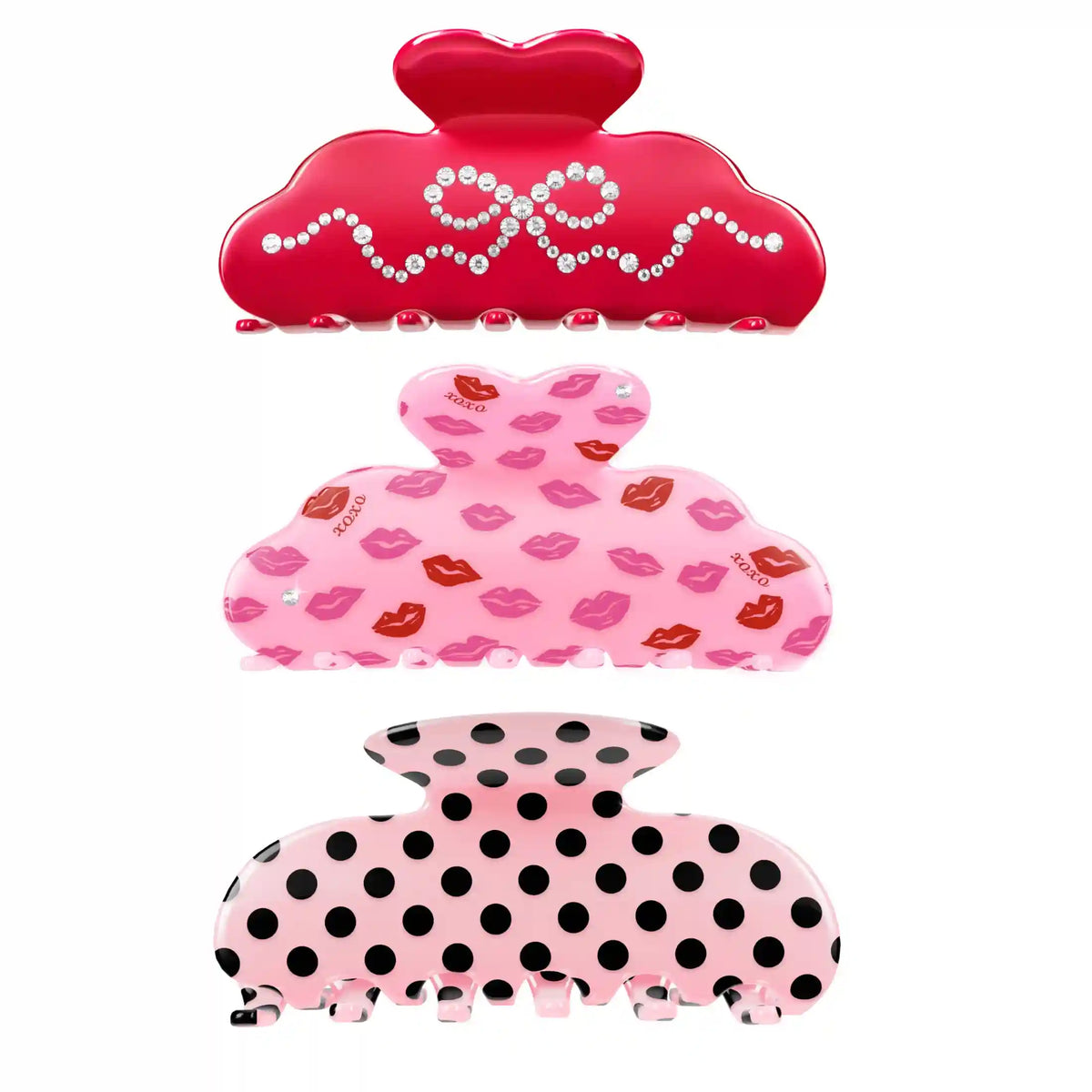 Crystal & Polkadot Hair Clip Bundle