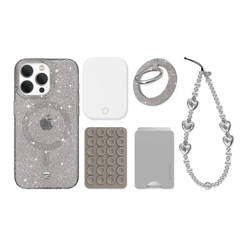 Grey Stardust Glitter iPhone Bundle Set