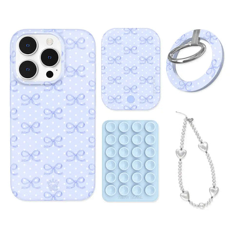 Lovely Blue Bows iPhone Bundle Set - Grip