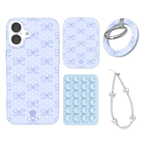 Lovely Blue Bows iPhone Bundle Set - Grip