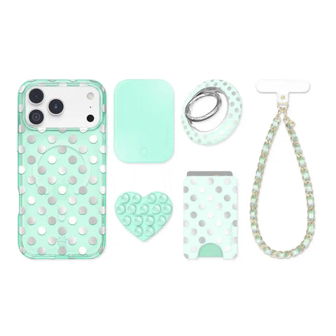 Mint Chrome Polka Dot iPhone Bundle Set
