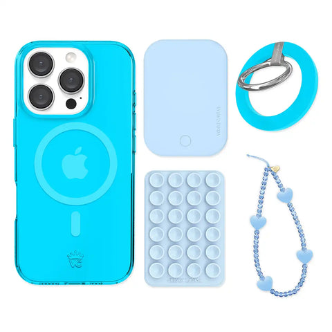 Neon Blue iPhone Bundle Set - Grip