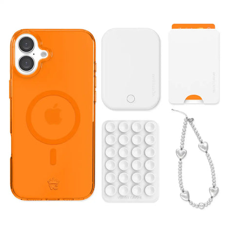 Neon Orange iPhone Bundle Set - Wallet
