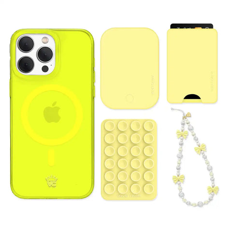 Neon Yellow iPhone Bundle Set - Wallet