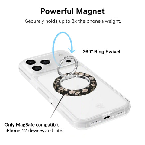 Nightbloom Gold Chrome Floral MagSafe Grip Ring