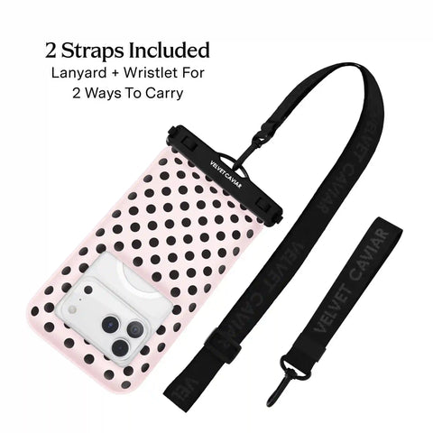Princess Pink Polka Dot Waterproof Floating Phone Pouch