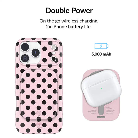 Princess Pink Polka Dot Portable MagSafe Charger Power Pack