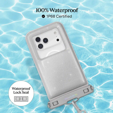 Silver Stardust Glitter Waterproof Floating Phone Pouch