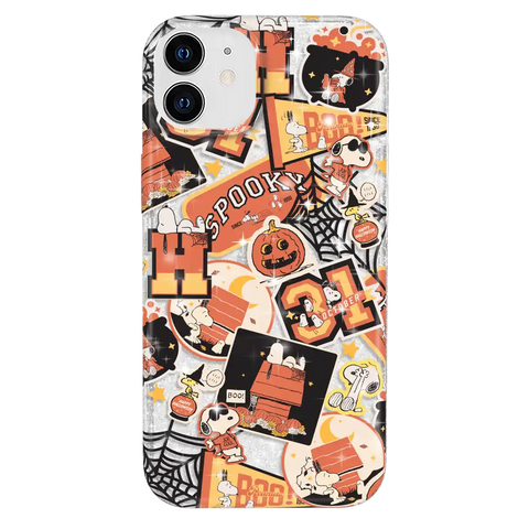 Snoopy Halloween Varsity Glitter iPhone Case