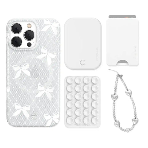 Vintage Lace Bows iPhone Bundle Set - Wallet
