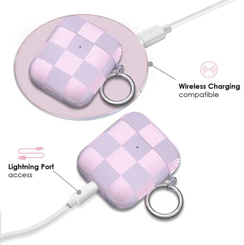Lilac Vibe Checkered AirPod Case