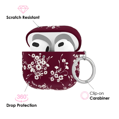 French Burgundy Floral AirPod Case