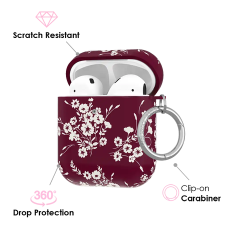 French Burgundy Floral AirPod Case