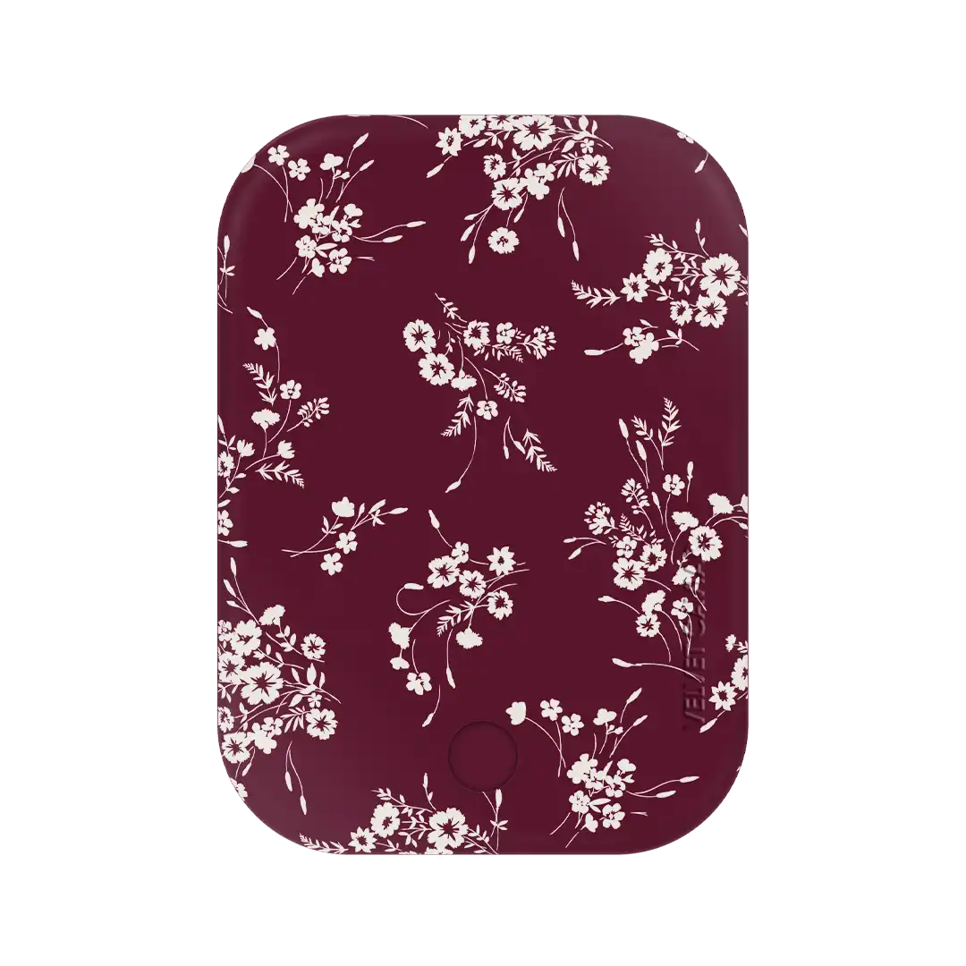 French Burgundy Floral Portable MagSafe Charger Power Pack