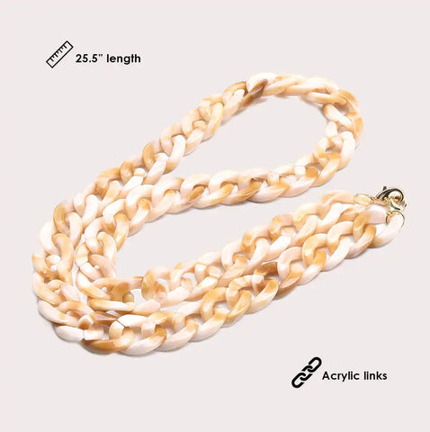 Mask Chain Necklace - 19mm Curb in Bone