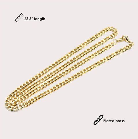 Mask Chain Necklace - 5mm Curb in Gold