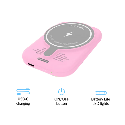 Baby Pink Roses Portable MagSafe Charger Power Pack