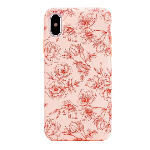 Nude Red Chrome Floral iPhone Case