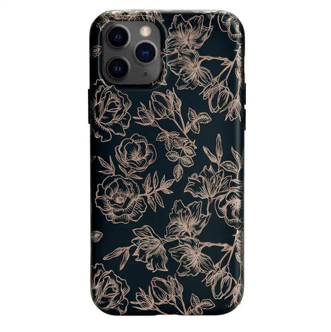 Floral Rose Gold Chrome iPhone Case
