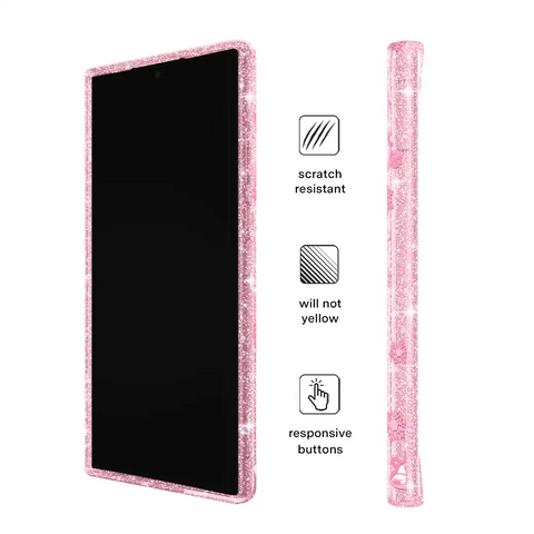 Pink Christmas Glitter Samsung Case