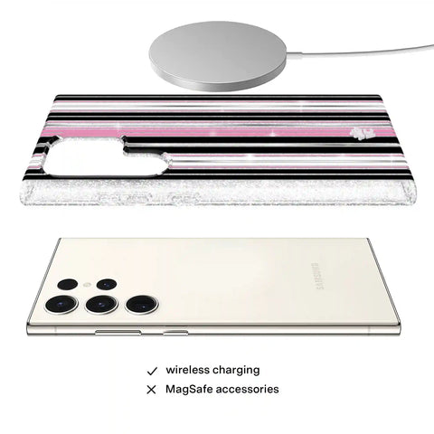 Pretty Punk Stripes Glitter Samsung Case