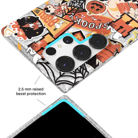 Snoopy Halloween Varsity Glitter Samsung Case