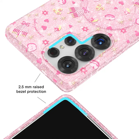 Pink Hanukkah Glitter Samsung Case