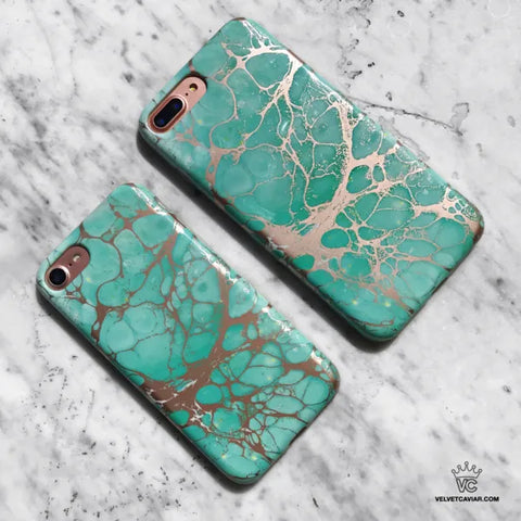 Turquoise Rose Gold Chrome iPhone Case
